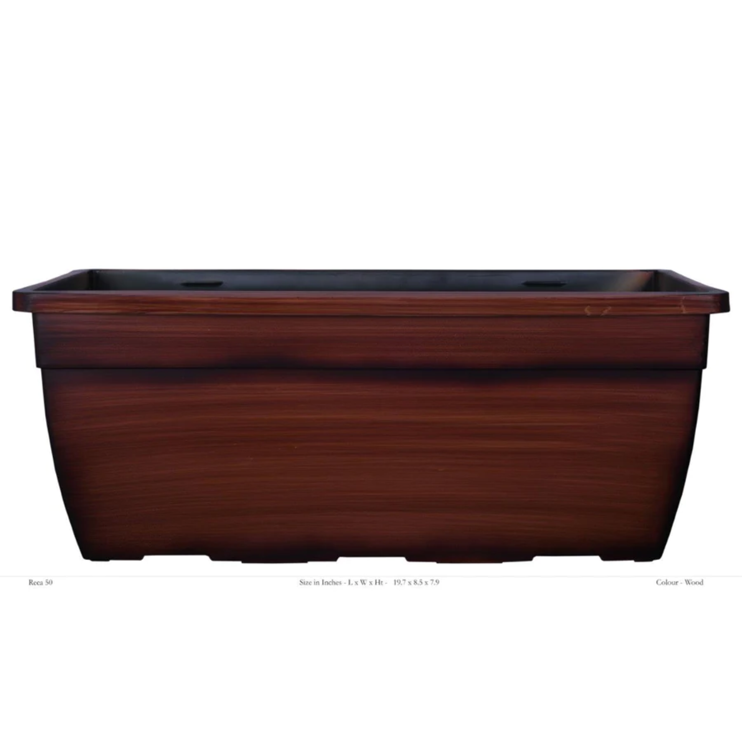 Reca 50cm Wooden Finish Rectangle Plastic Pot (Without Self-Watering Kit)