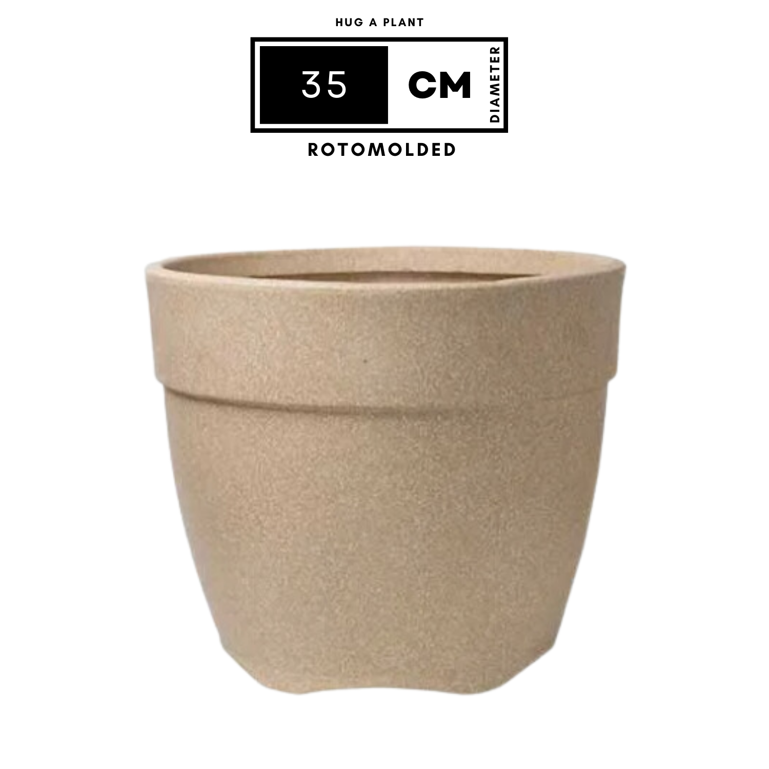 Hug A Plant | Barca Round Rotomolded Plastic Pot for Home & Garden (Cream Stone Finish, Pack of 1)