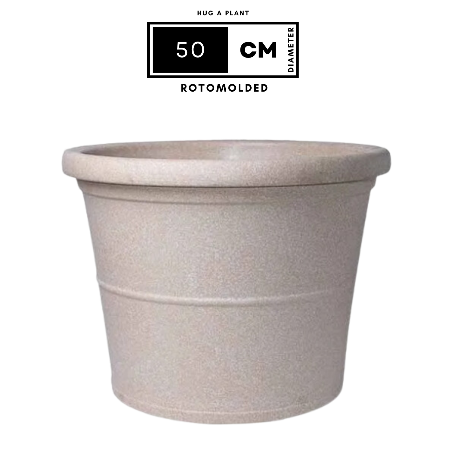 Duro Rotomolded Round Plastic Pot For Home & Garden (Cream Stone Finish, Pack Of 1)