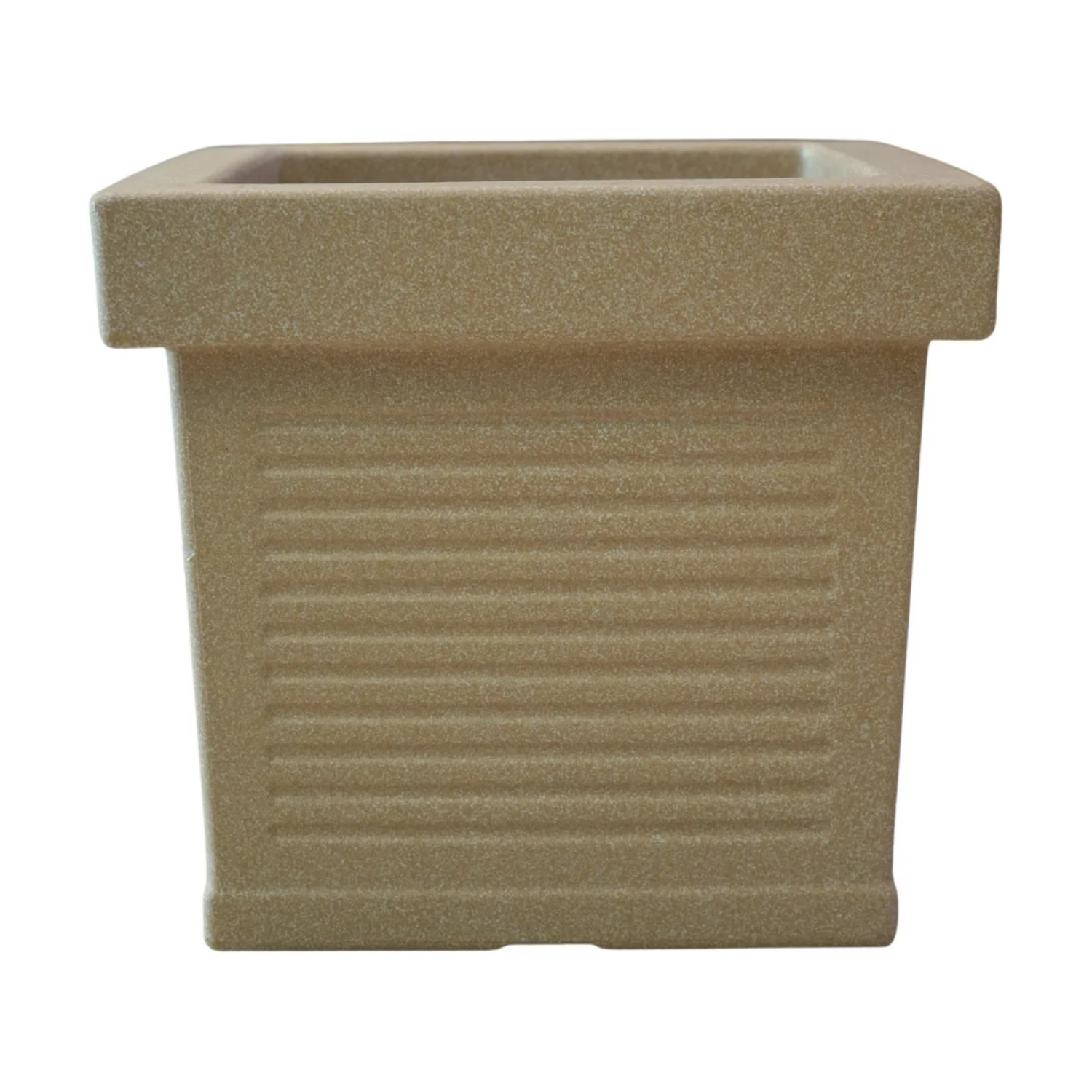 Cubo Rotomolded Square Plastic Pot For Home & Garden (Cream Stone Finish, Pack Of 1)