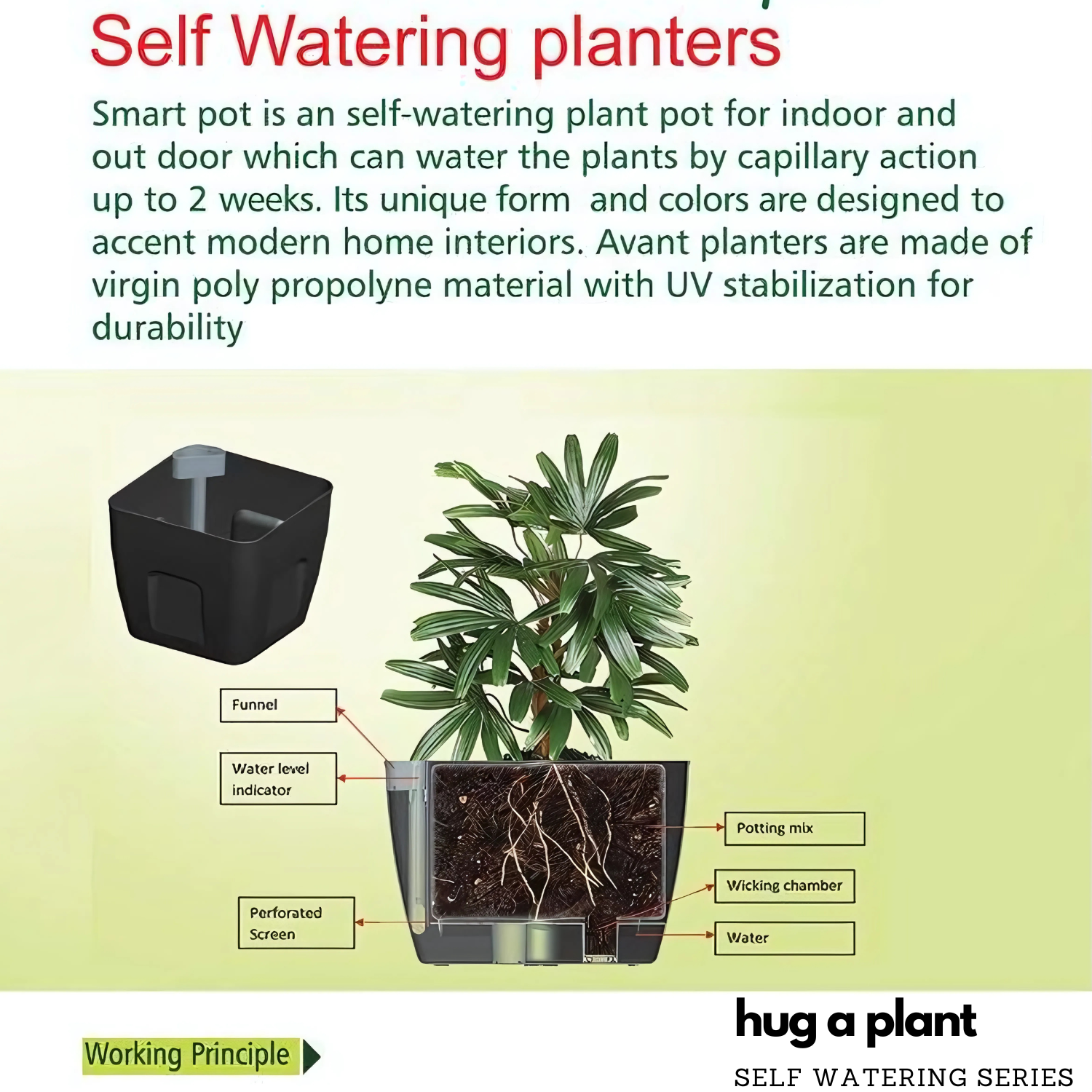 Hug A Plant | Smart Pot 10 litre Self-watering Pot for Home & Garden