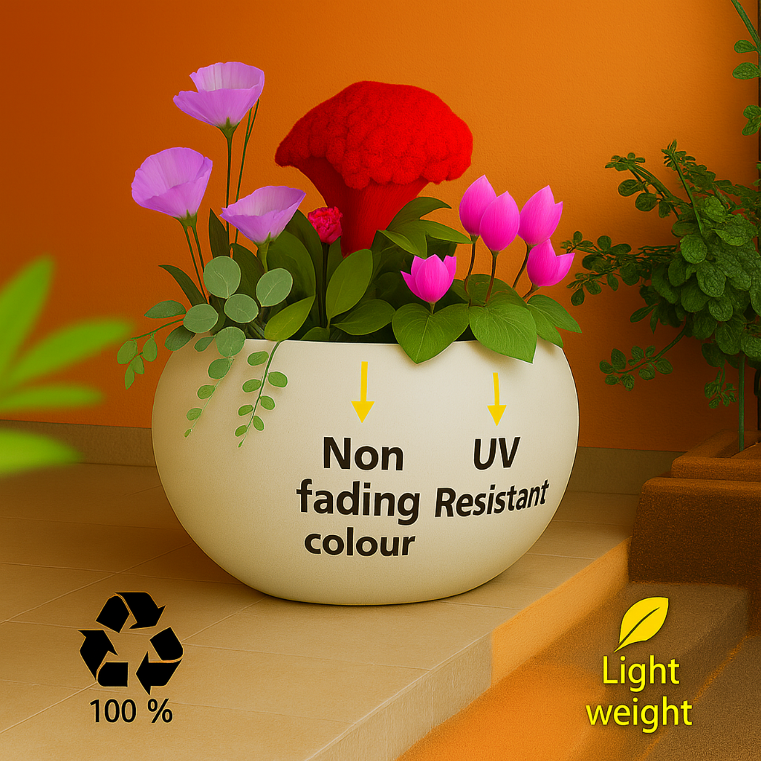Globe Rotomolded Pots  for Home & Garden (Pack of 1)