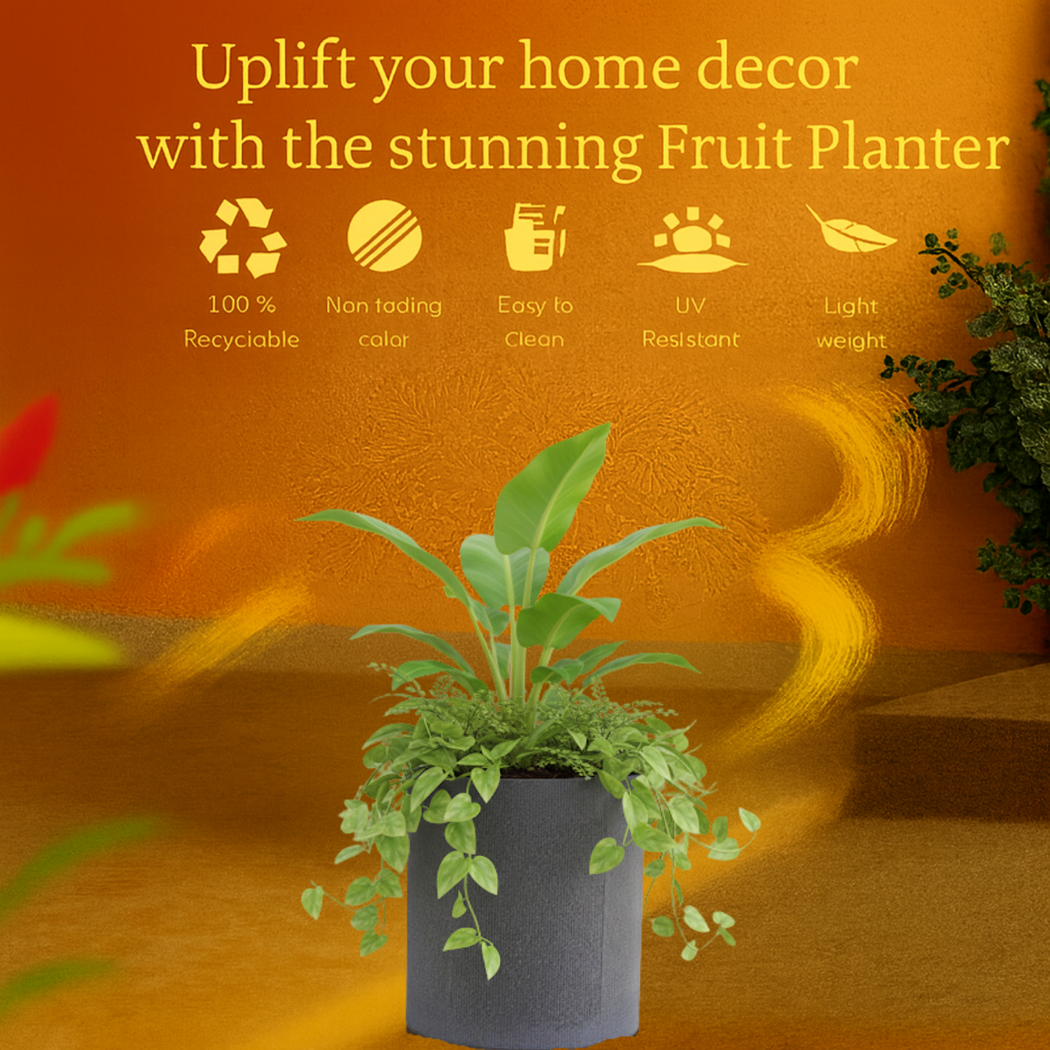 Dora Line  Rotomolded  Pot for Home & Garden (Pack of 1)