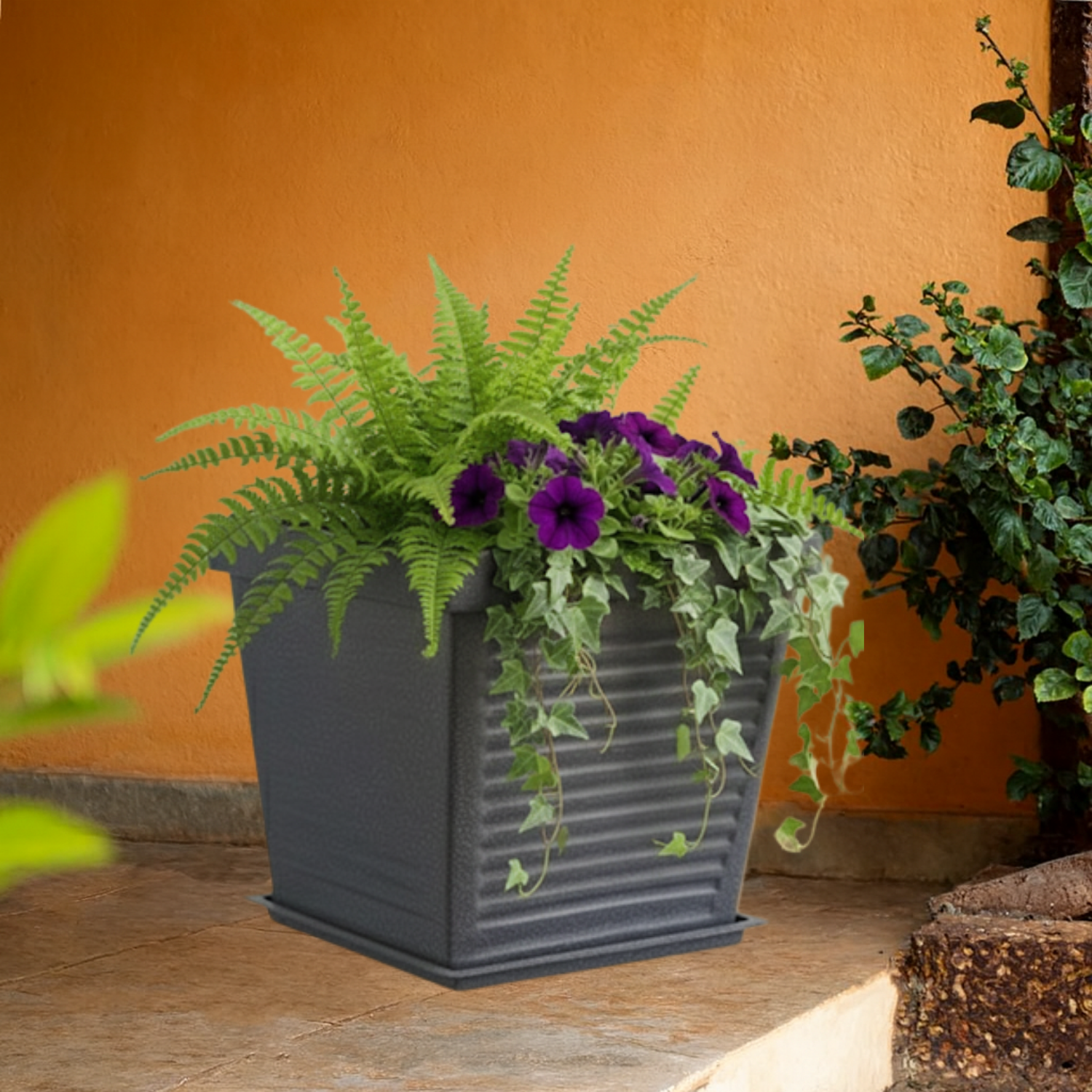 Marco Rotomolded  Pots And Tray for Home & Garden (Pack of 1)