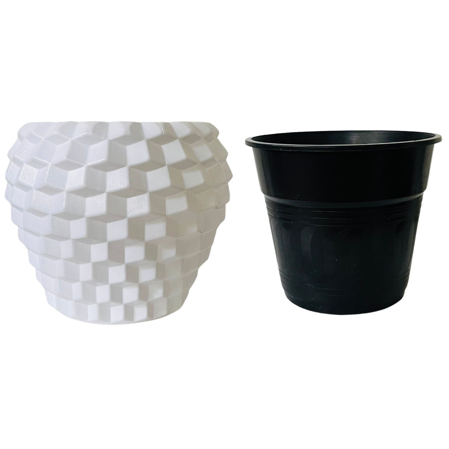 Pixel Pot | Round Pot With inner For Tabletop | Office | Indoor Garden | Home& Garden
