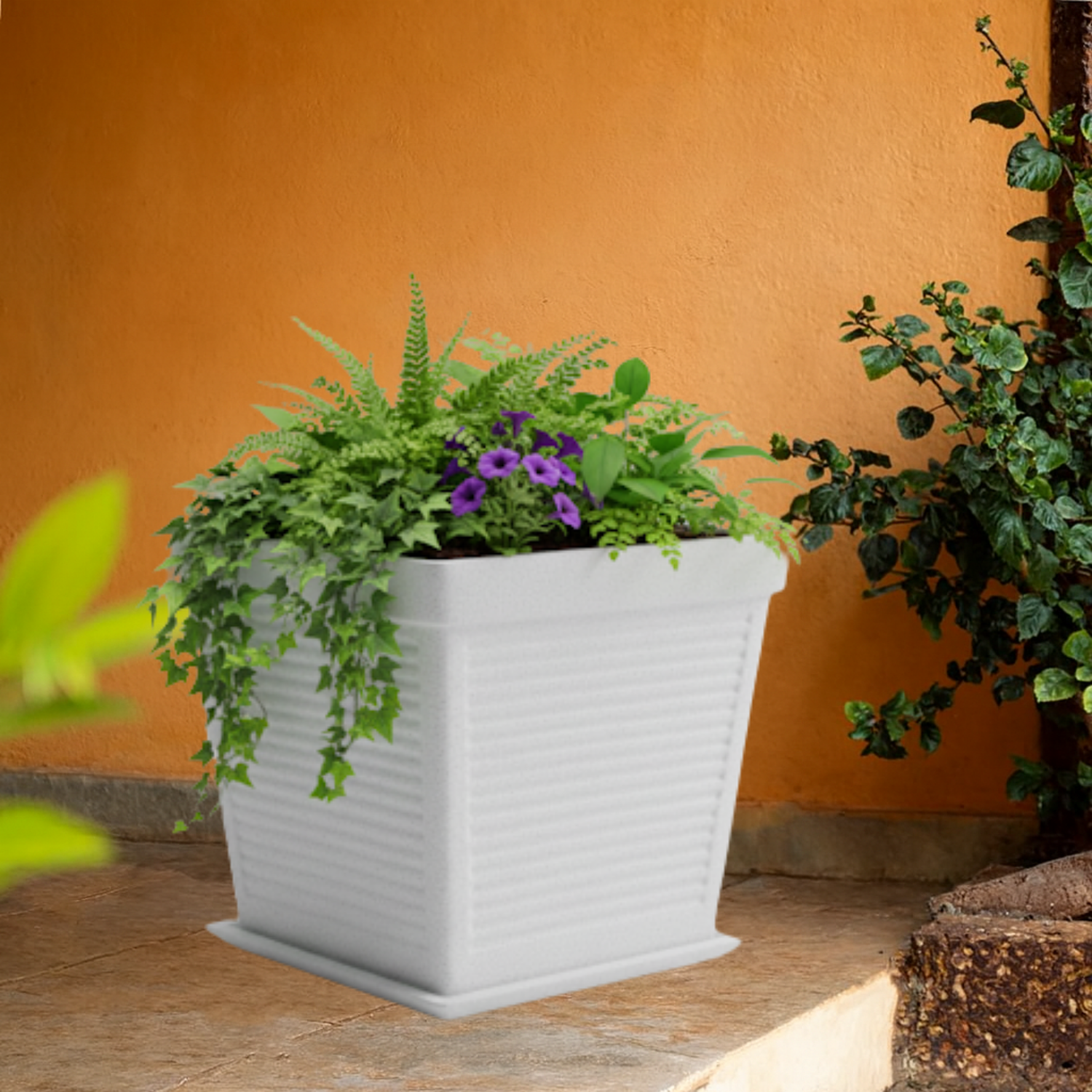 Marco Rotomolded  Pots And Tray for Home & Garden (Pack of 1)