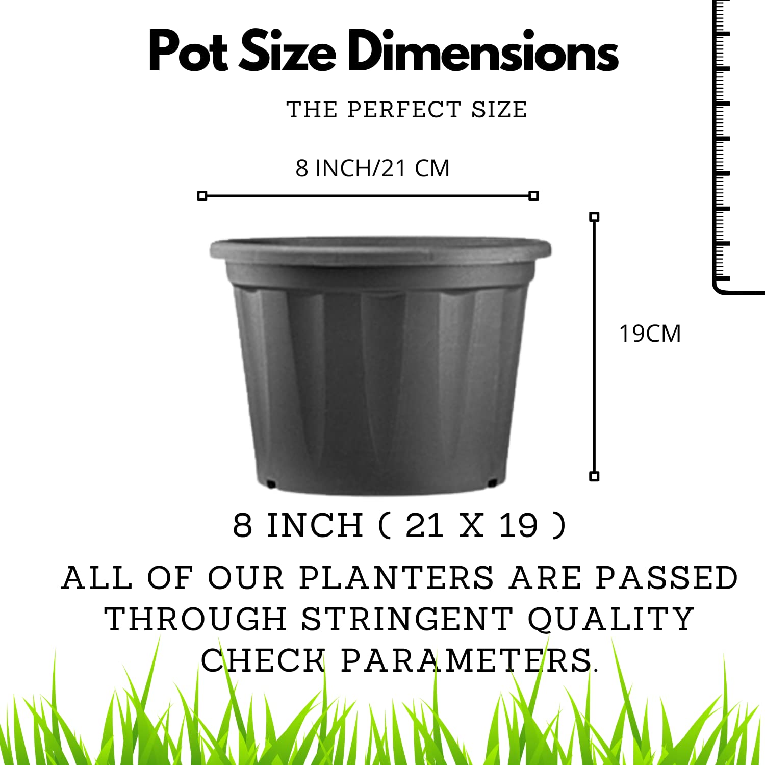 8 Inch Grower Plastic Pot Black