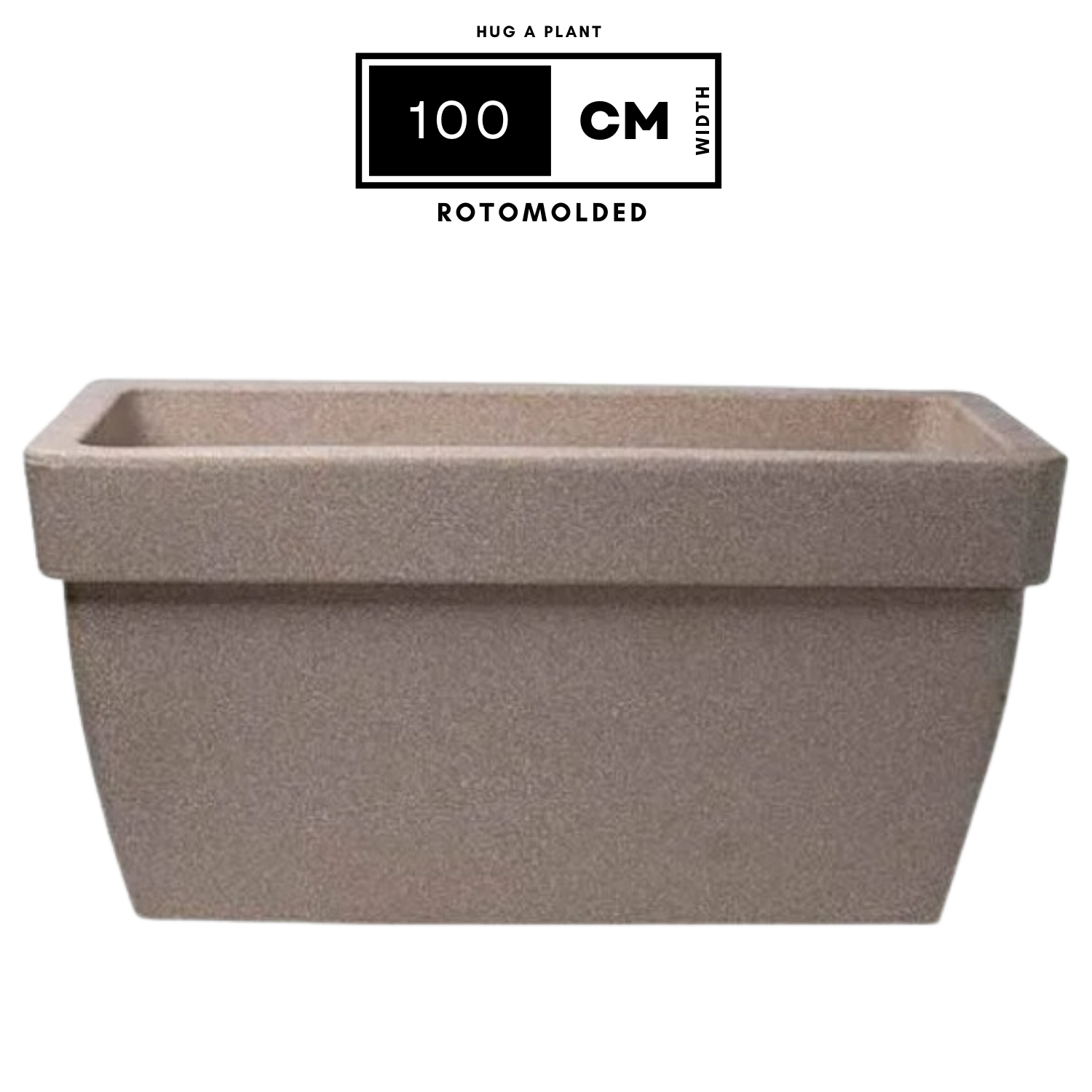 Hug A Plant | Barca Rectangle Rotomolded Plastic Pot with Wheels for Home & Garden (Cream Stone Finish, Pack of 1)