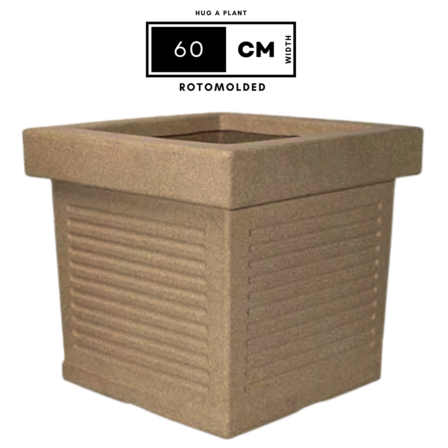 Cubo Rotomolded Square Plastic Pot For Home & Garden (Cream Stone Finish, Pack Of 1)