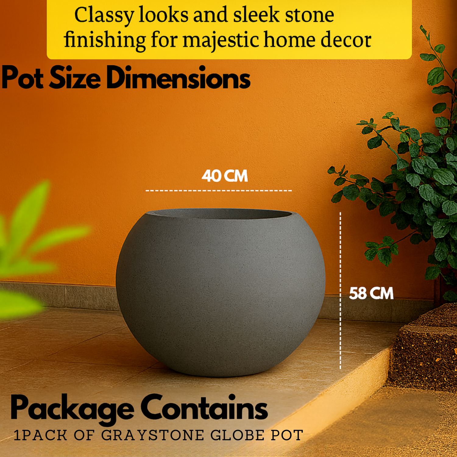 Globe Rotomolded Pots  for Home & Garden (Pack of 1)