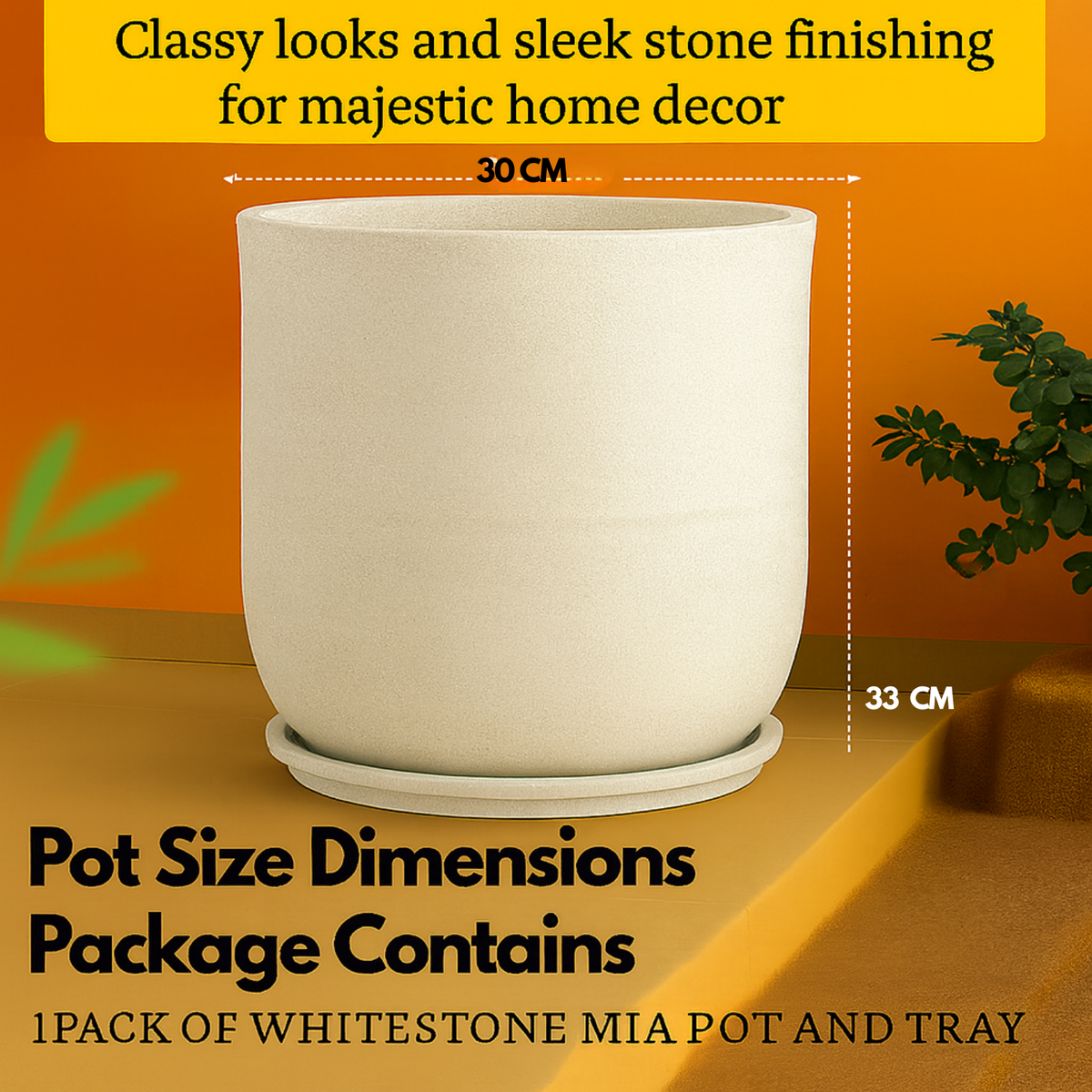 Mia Rotomolded  Pots And Tray for Home & Garden (Pack of 1)