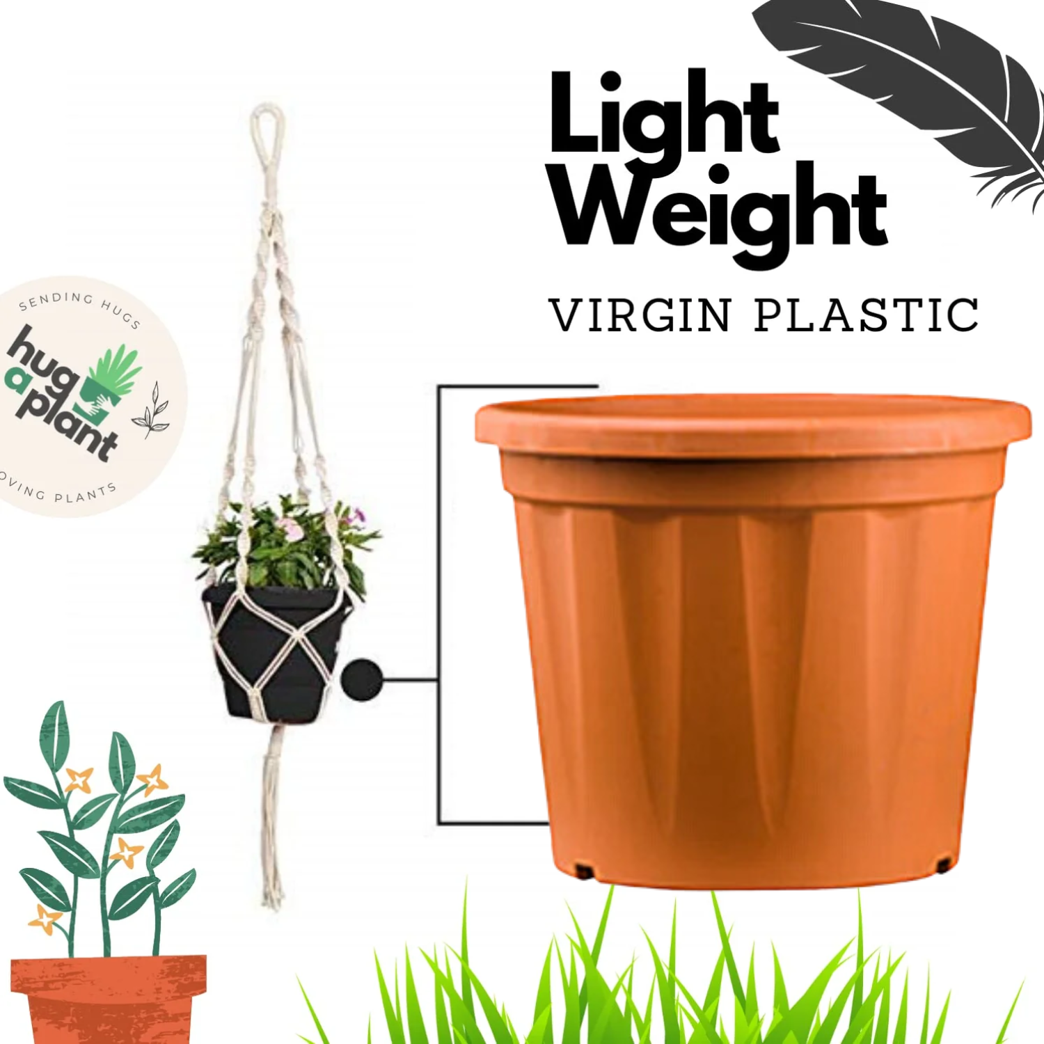 7 Inch Grower Plastic Pot Terracotta