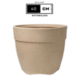 Hug A Plant | Barca Round Rotomolded Plastic Pot for Home & Garden (Cream Stone Finish, Pack of 1)