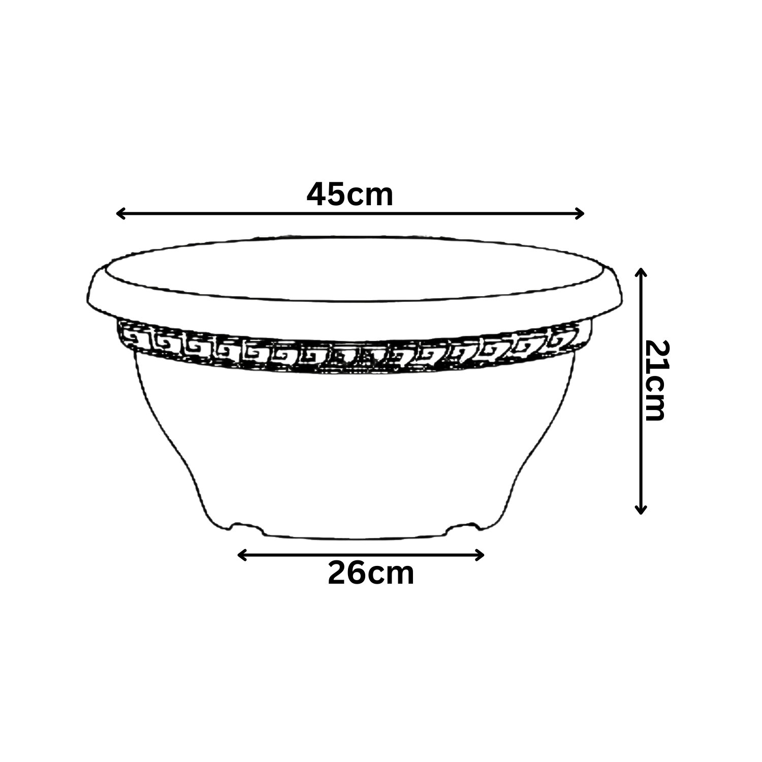 Bowl Planter 45cm Round Plastic Pot for Home & Garden