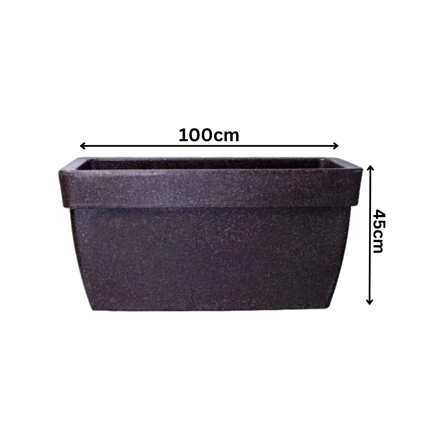 Hug A Plant | Barca Rectangle Rotomolded Plastic Pot with Wheels for Home & Garden (Brown Stone Finish, Pack of 1)