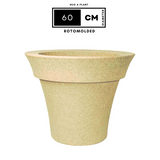 Hug A Plant | Classic Planter Rotomolded Round Plastic Pot for Home & Garden (Pack of 1, Cream Stone Finish)