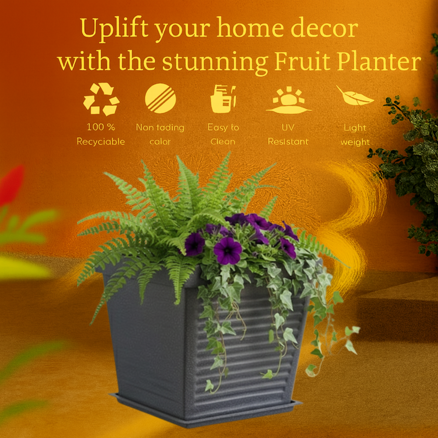 Marco Rotomolded  Pots And Tray for Home & Garden (Pack of 1)