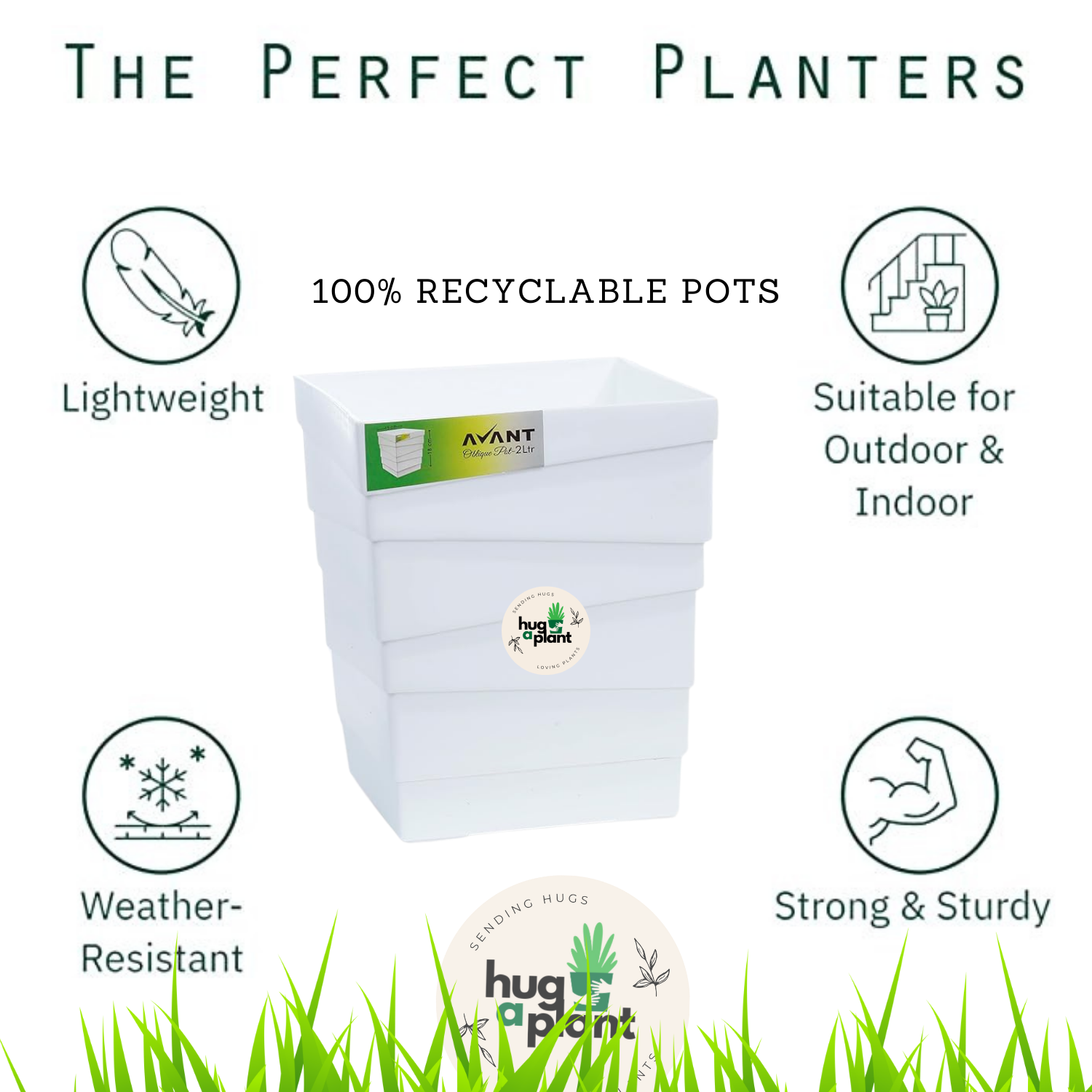 Hug A Plant | Oblique Pot (2L)Self-watering for Home & Garden