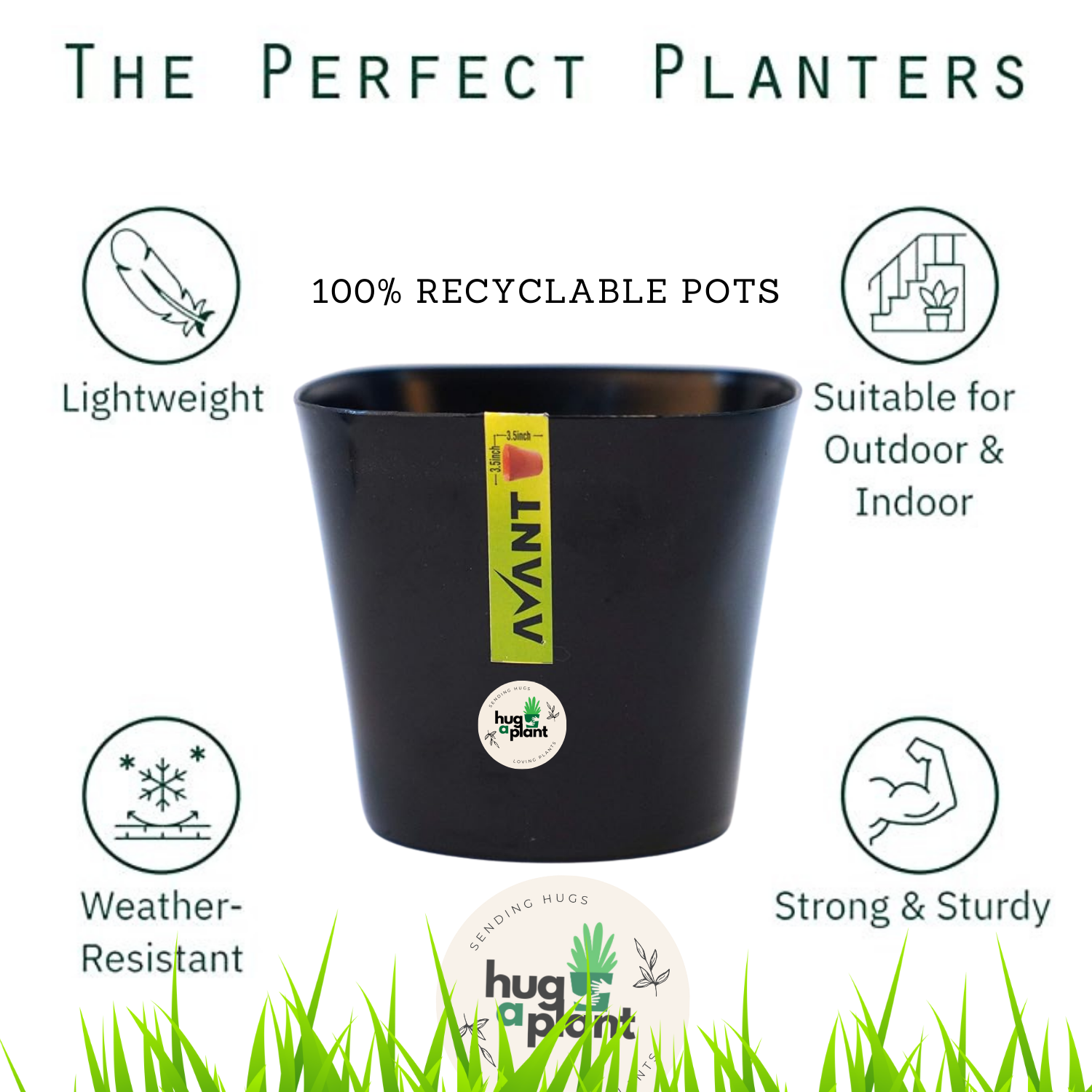 Hug A Plant Zen Pot (0.5L) Black colour for Home & Garden