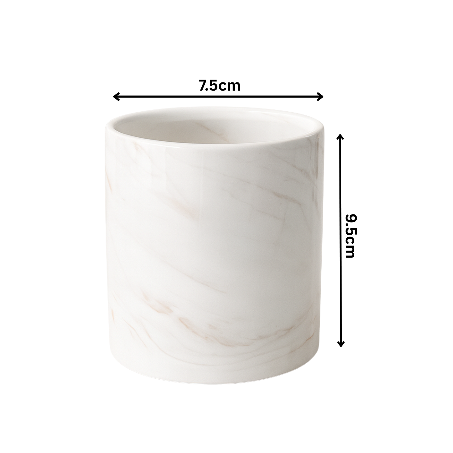 White Designer Ceramic Pot (Glossy Finish,Small) for Home & Indoor Plant Decor