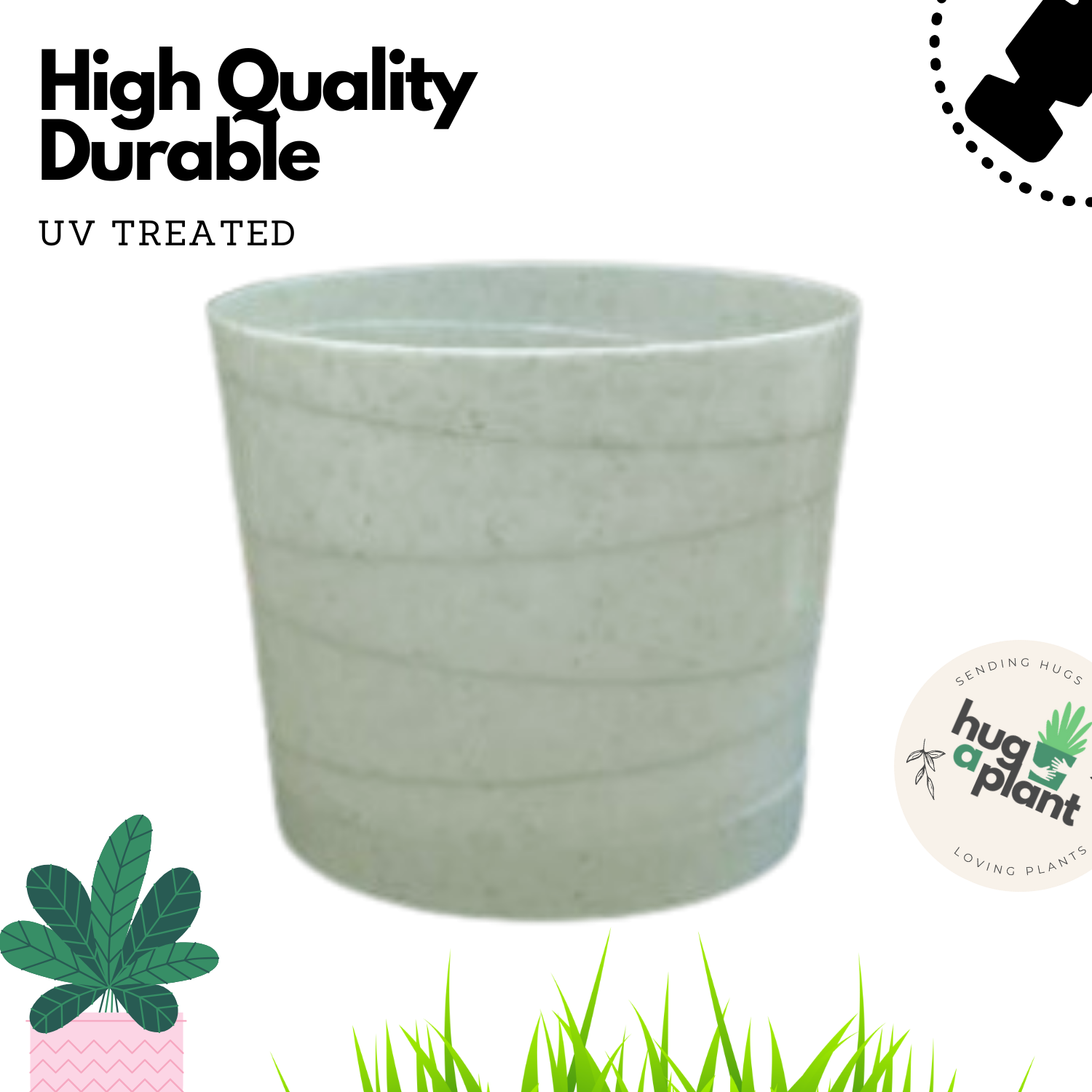 Hug A Plant Oval White colour for Home & Garden