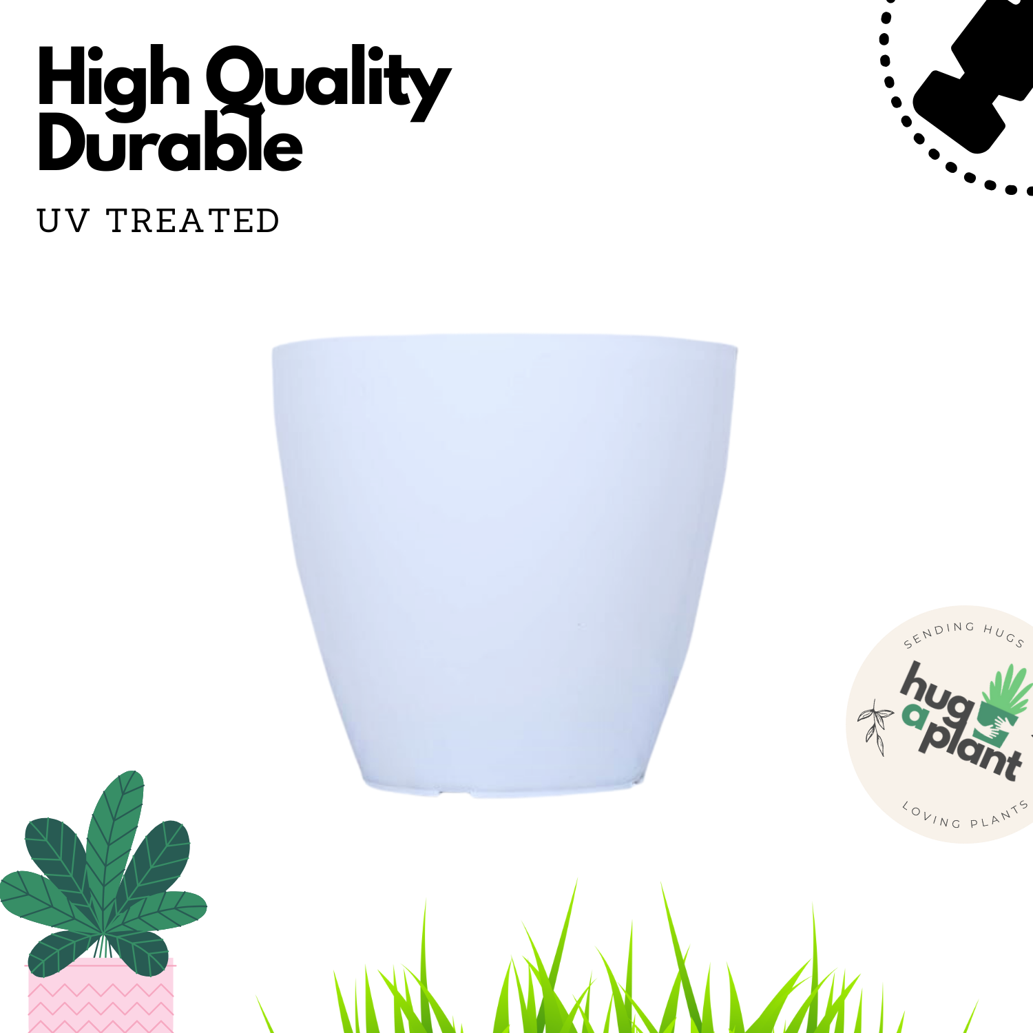 Hug A Plant 5 Inch White colour for Home & Garden