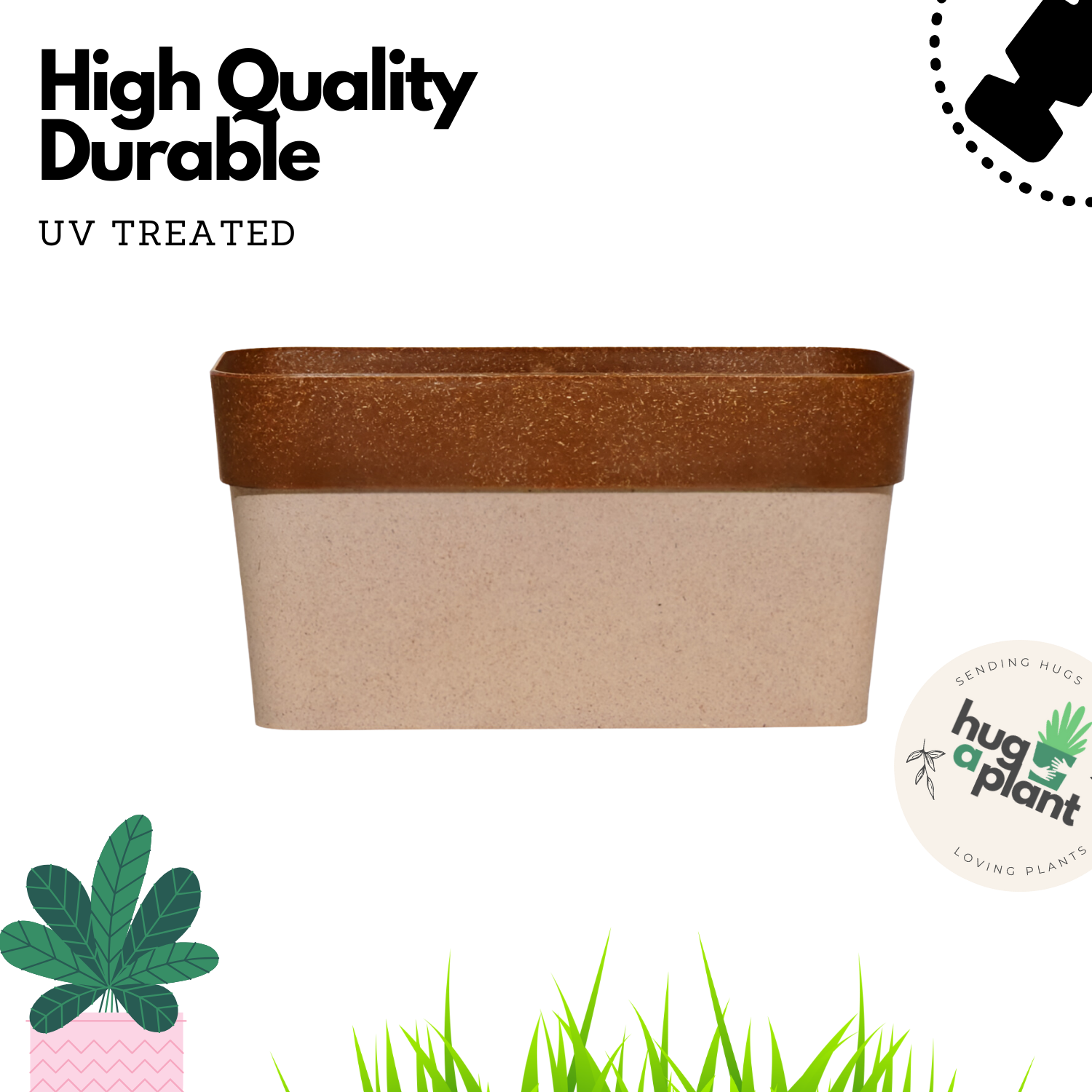 Hug A Plant Arty Rectangle Eco Planter