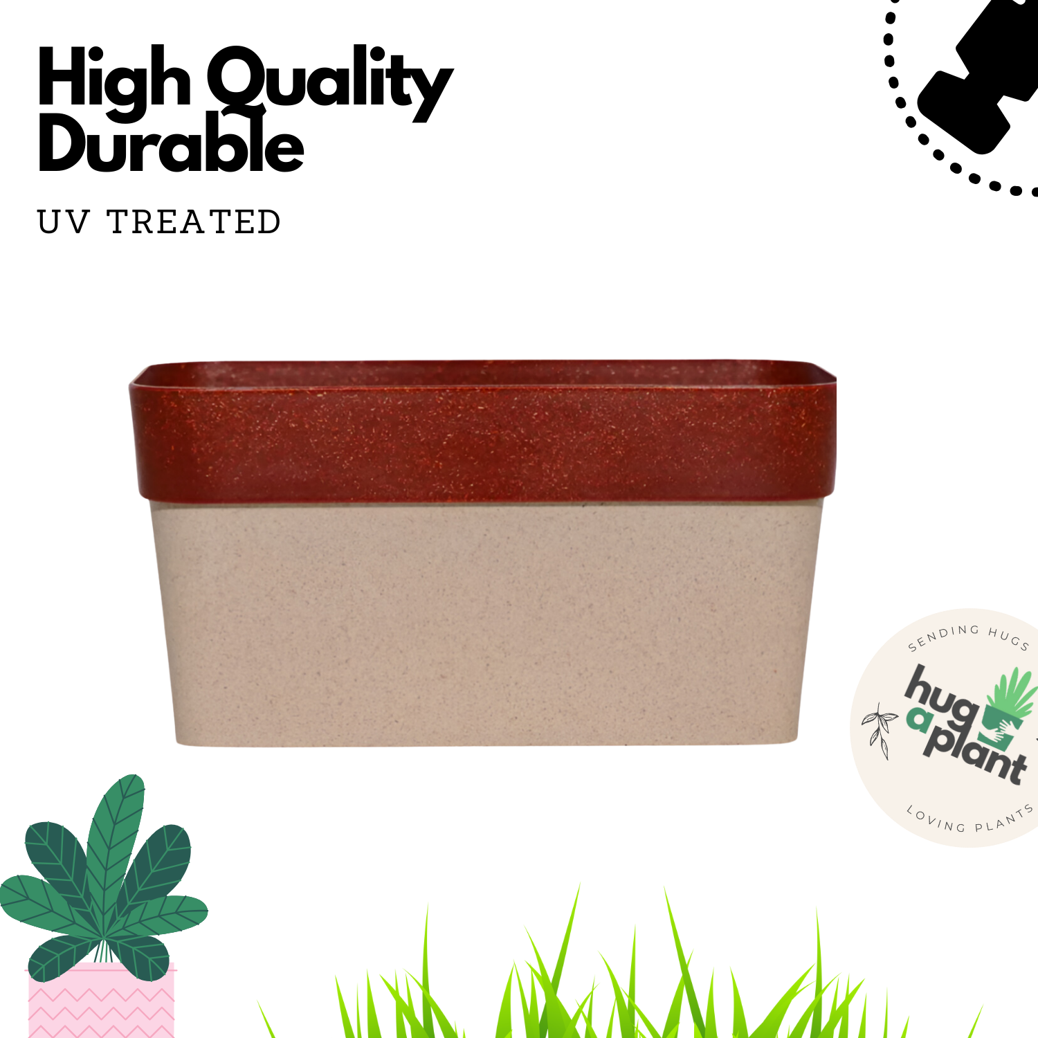 Hug A Plant Arty Rectangle Eco Planter