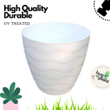 Hug A Plant Wave Pot(9 Inch) White colour for Home & Garden