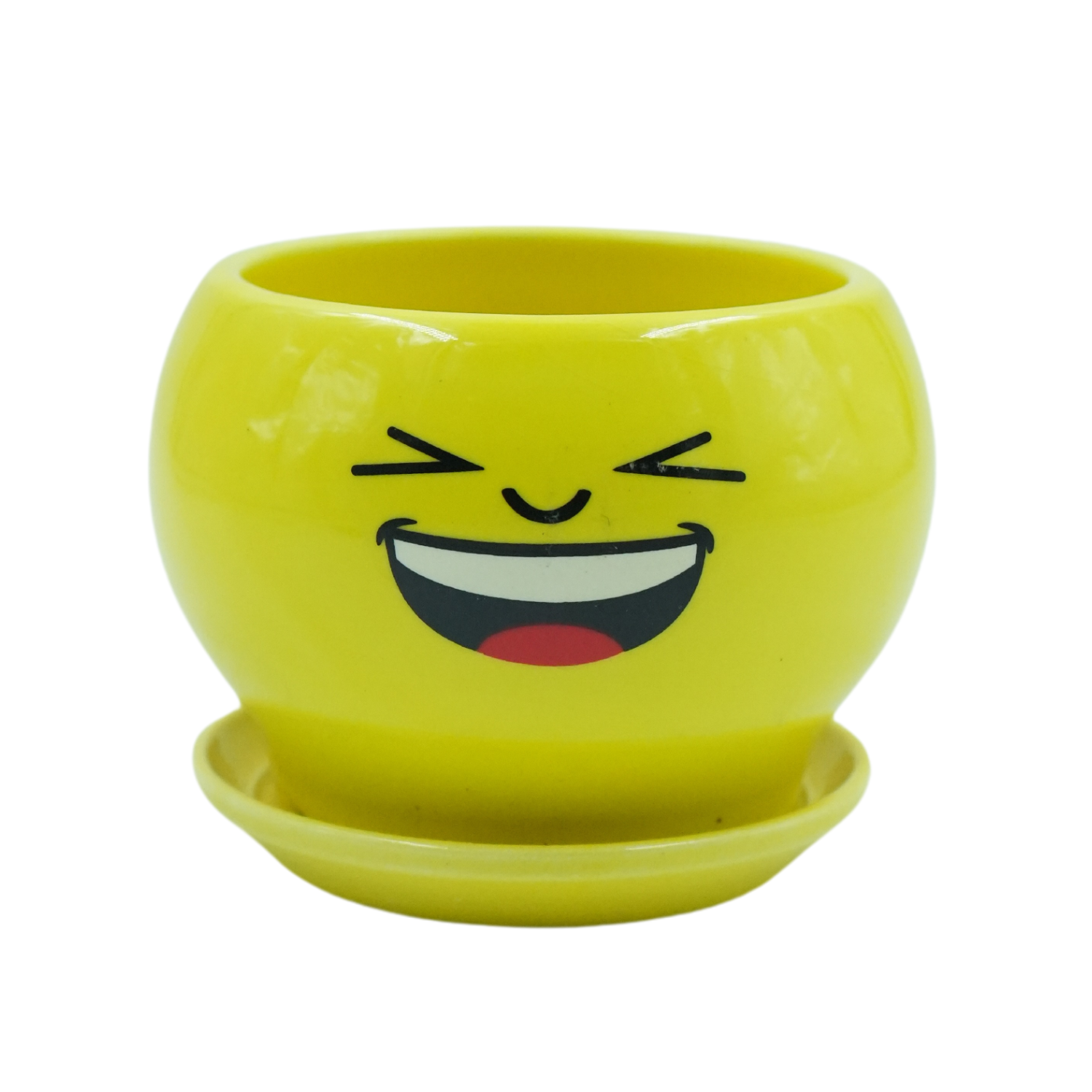 Designer Ceramic Pot (Yellow, Glossy Finish,Small) for Home & Indoor Plant Decor