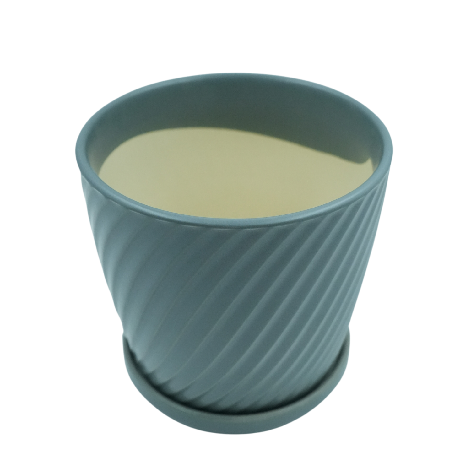 Designer Ceramic Pot (Grey, Glossy Finish,Small) for Home & Indoor Plant Decor
