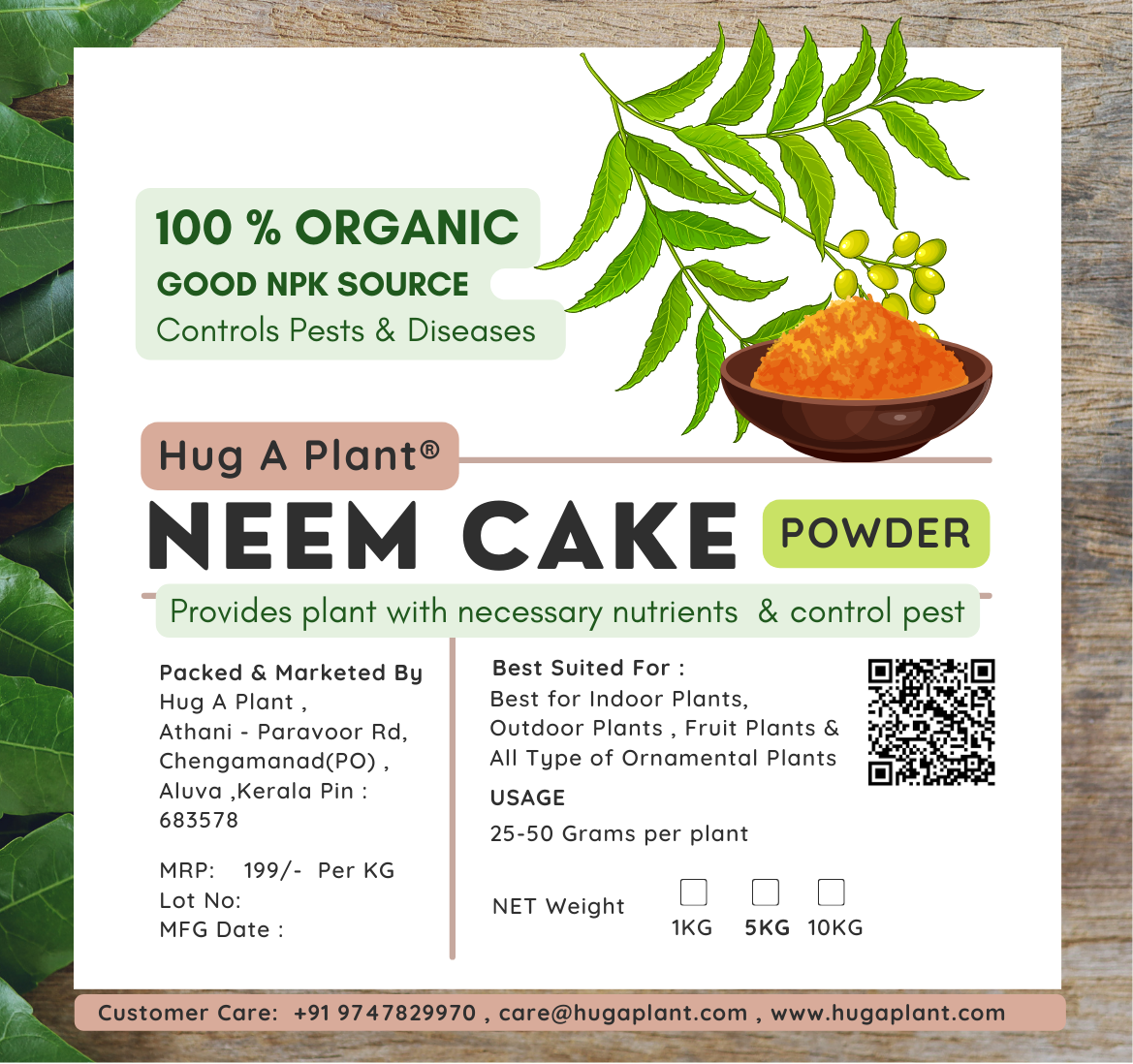 Hug A Plant Neem Cake Powder For Plants 1Kg