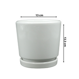 Designer Ceramic Pot (White, Glossy Finish,Medium) for Home & Indoor Plant Decor