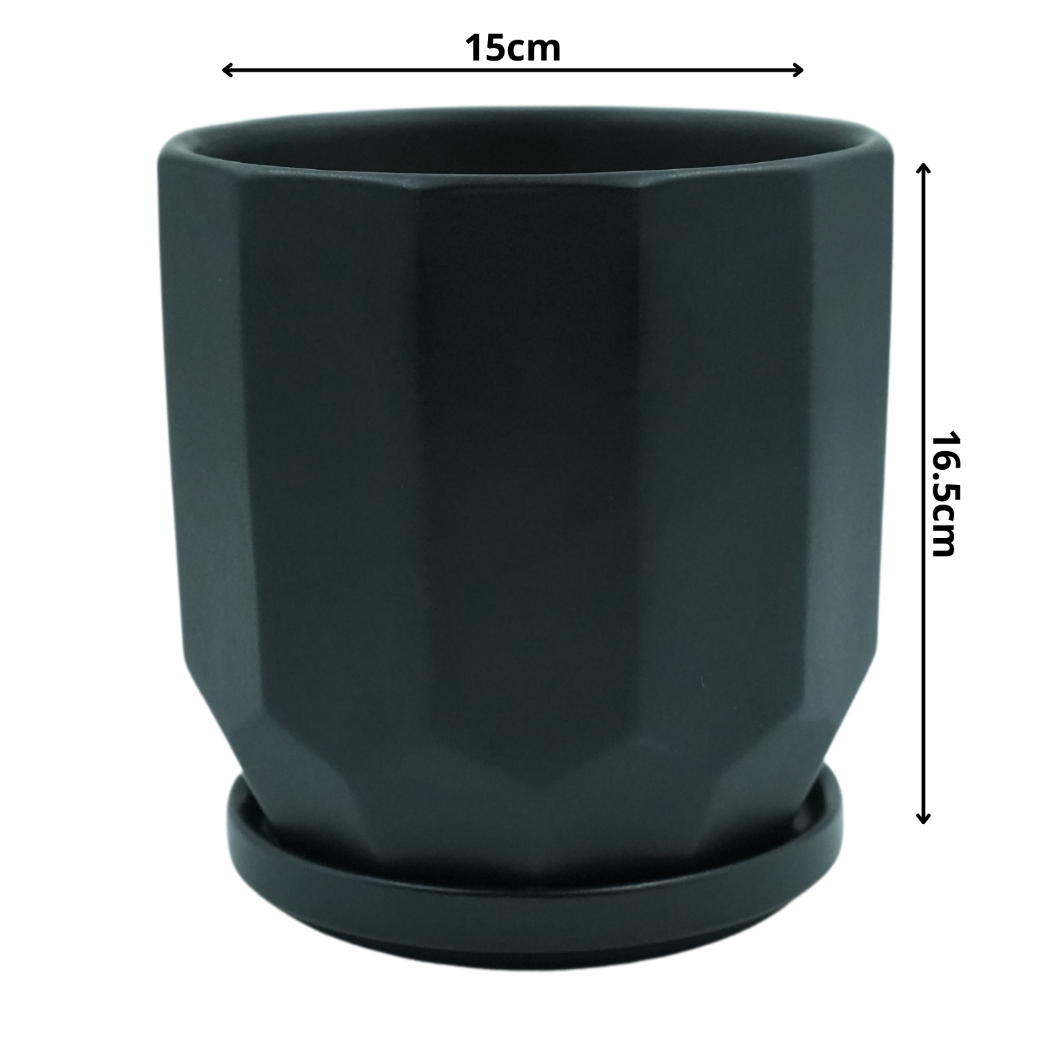 Designer Ceramic Pot (Black, Matt Finish,Large) for Home & Indoor Plant Decor