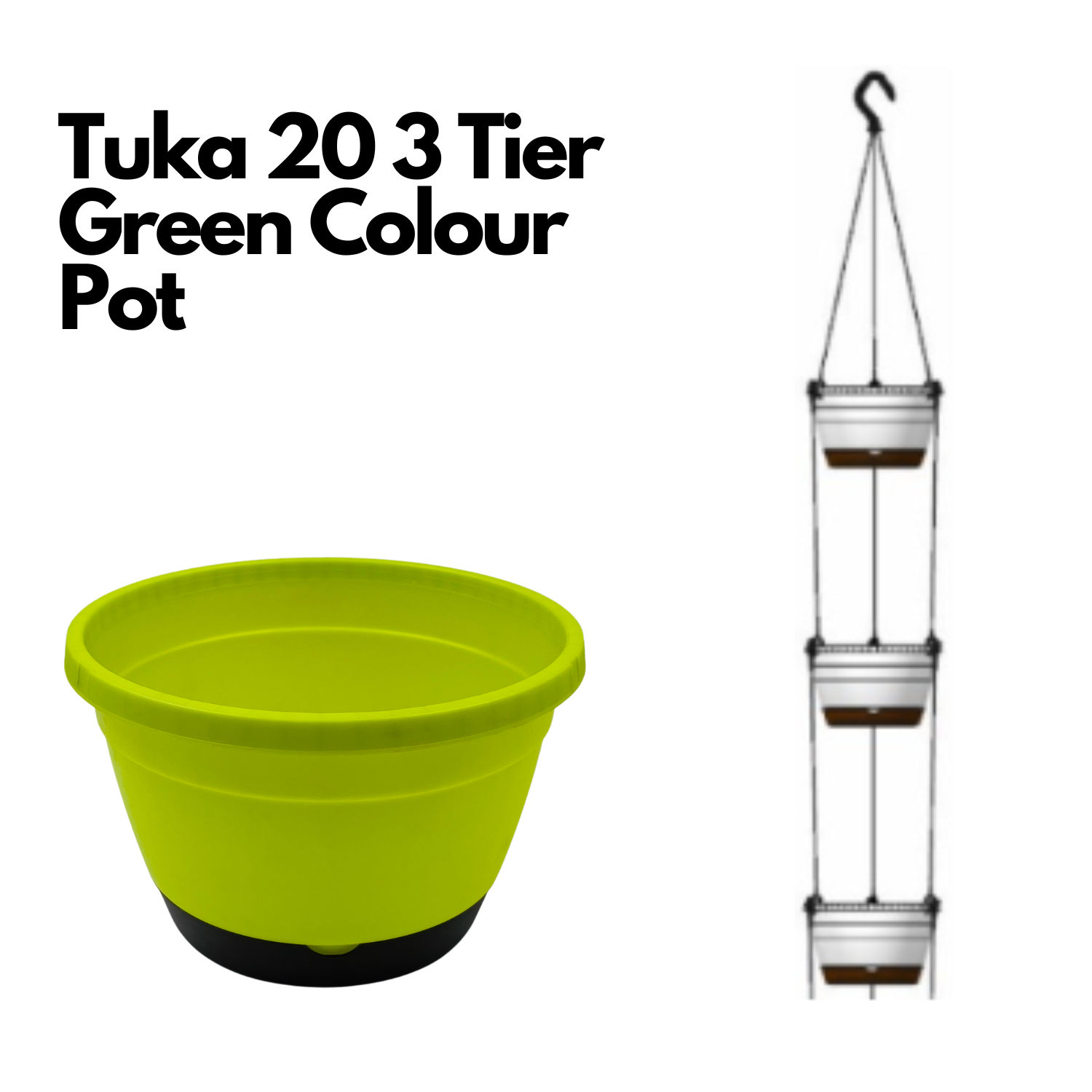Tuka 20 Three Tier Self Watering Hanging Plastic Pot