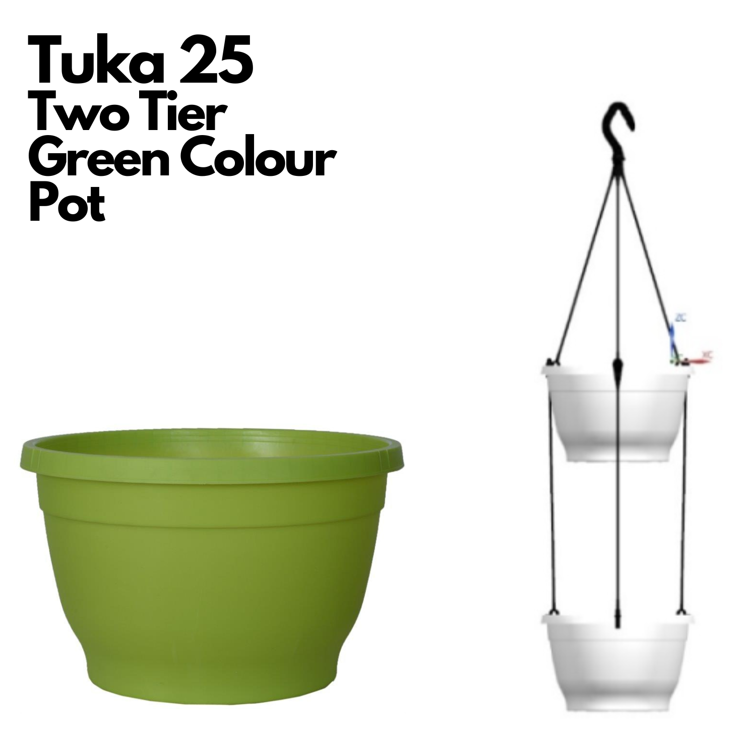 Tuka 25 Two Tier Hanging Plastic Pot (Withou Self-Watering Kit)