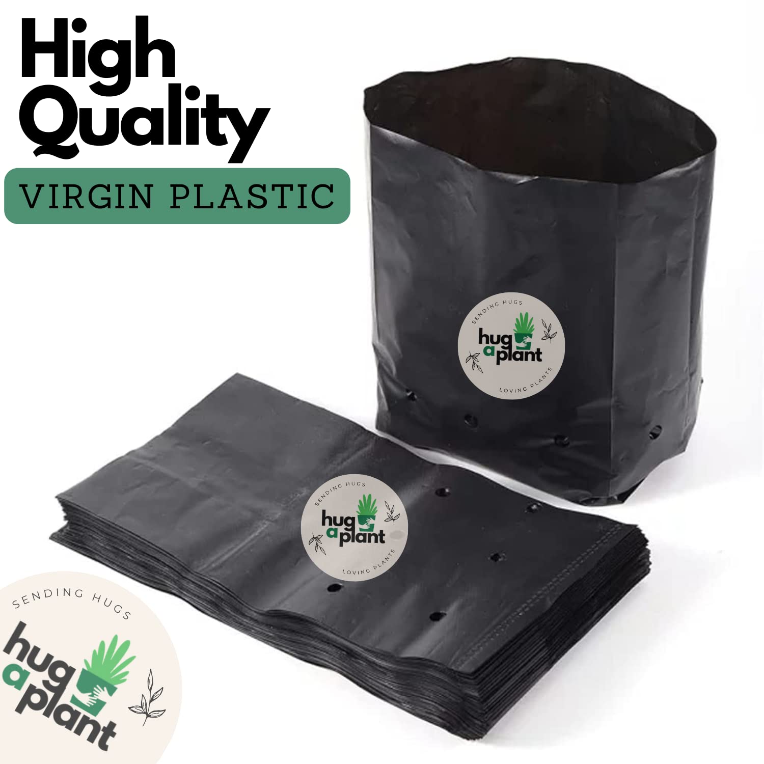 Hug A Plant | Black Nursery Cover/Plant Grow Bag Terrace Gardening Nursery Cover (Black,5X7 INCH)