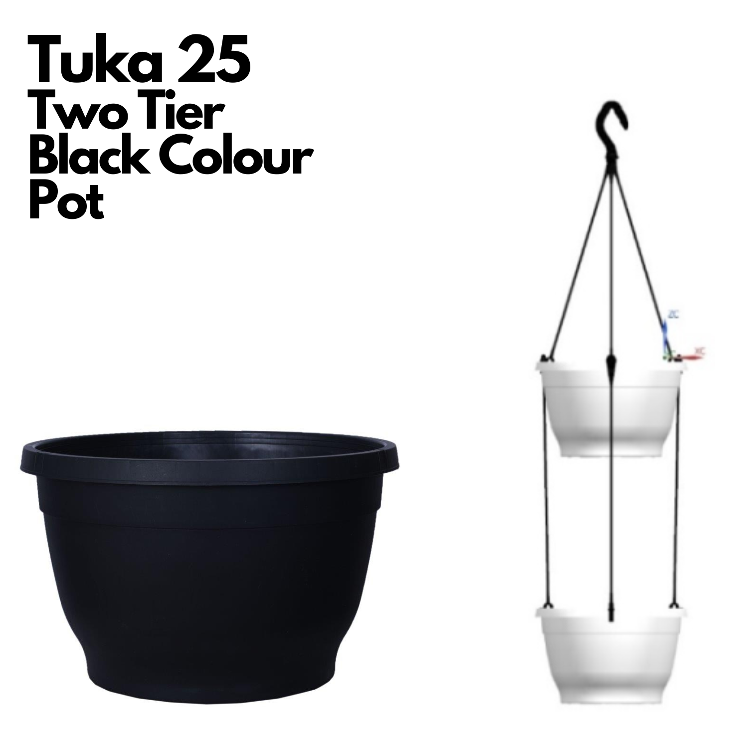 Tuka 25 Two Tier Hanging Plastic Pot (Withou Self-Watering Kit)