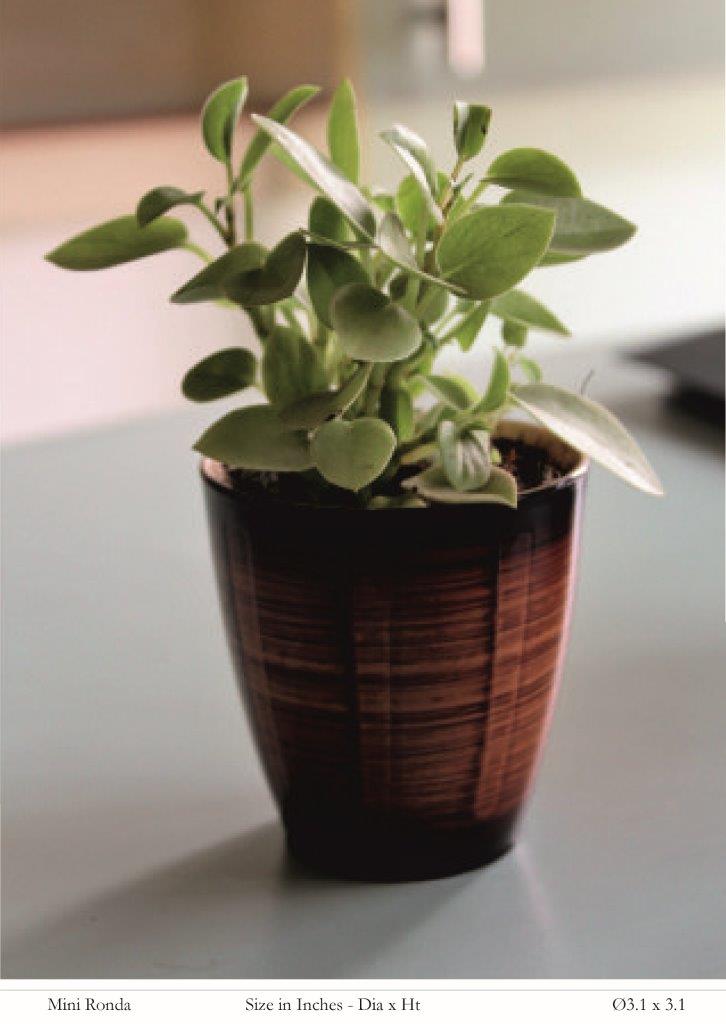 Mini Ronda Wooden Finish Plastic Pot