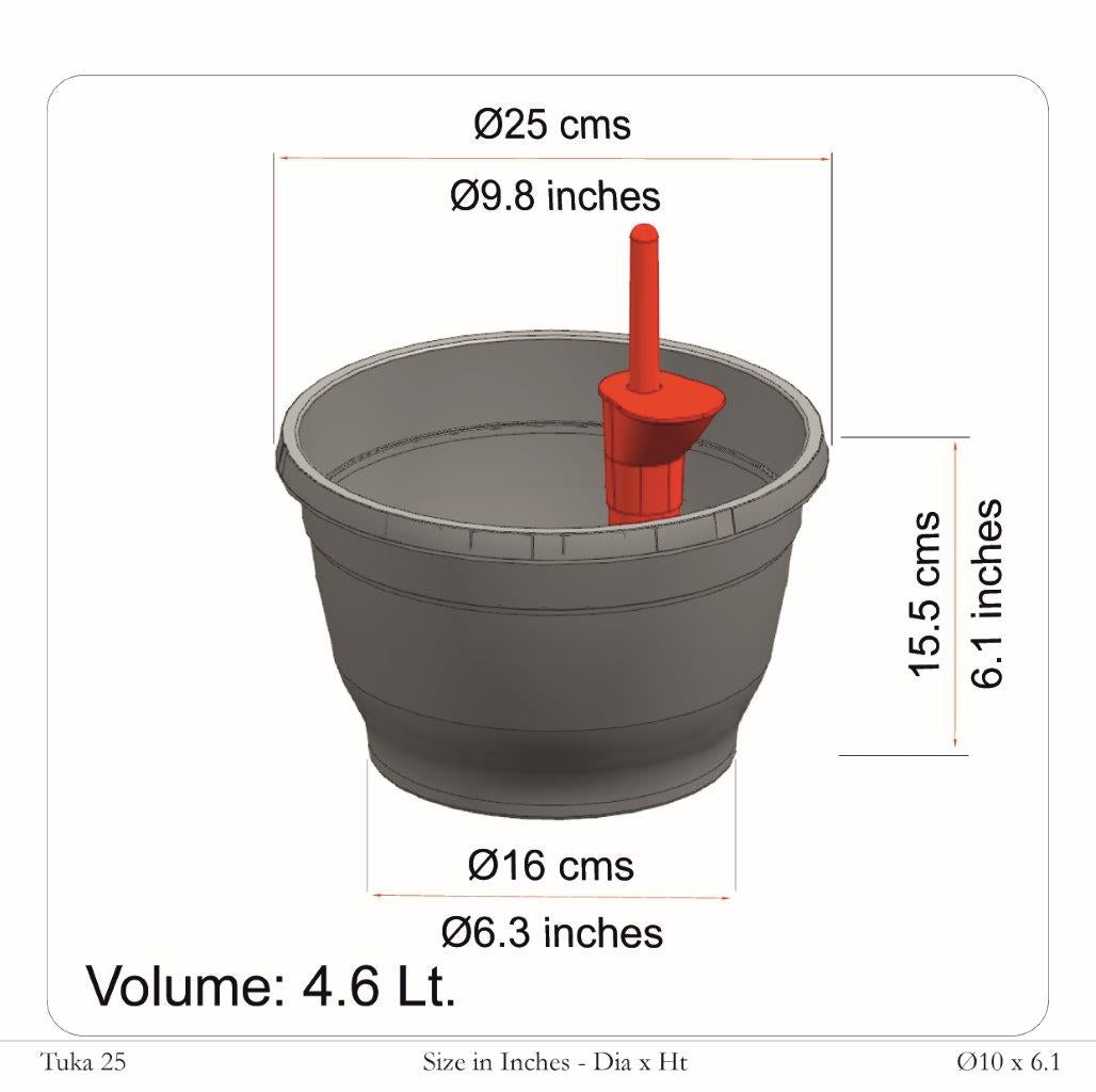 Tuka 25 Hanging Plastic Pot With Self Watering KIt