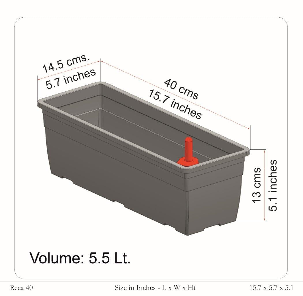 Reca 40cm Rectangle Plastic Pot (Without Self Watering Kit)