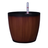 Ronda 2320 Round Plastic Pot With Self-Watering Kit (Wooden Finish)